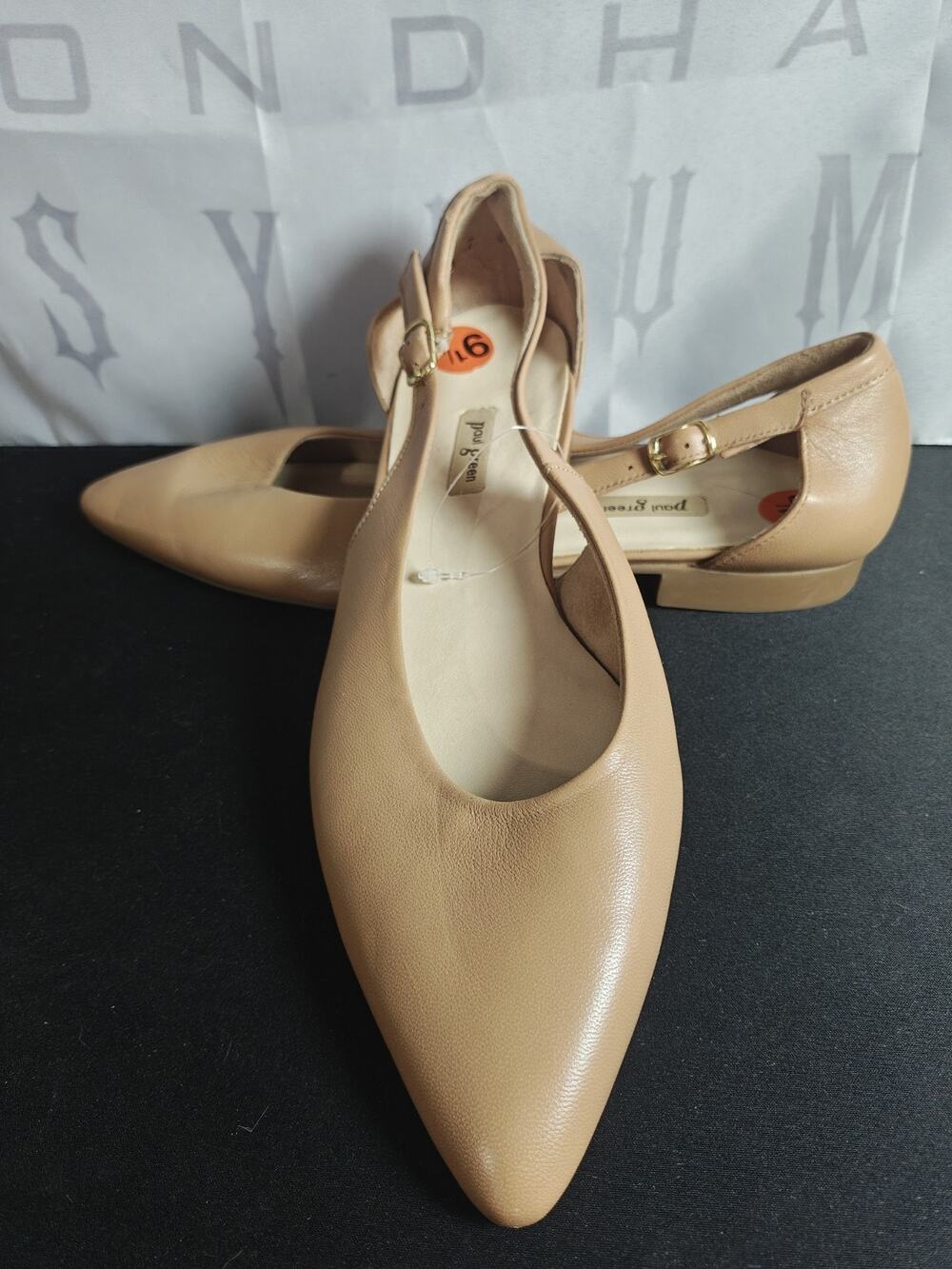 Paul Green $419 Women's UK 7 US 9.5 Rica Beige Pointed Toe Flats New Blemishes